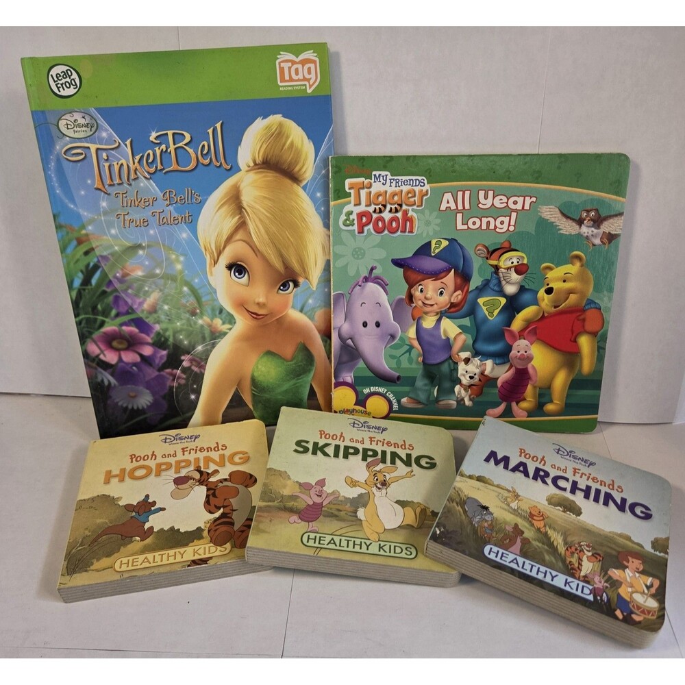LeapFrog TAG Disney Book Lot Tinker Bell Tigger Pooh Healthy Kids Board Books